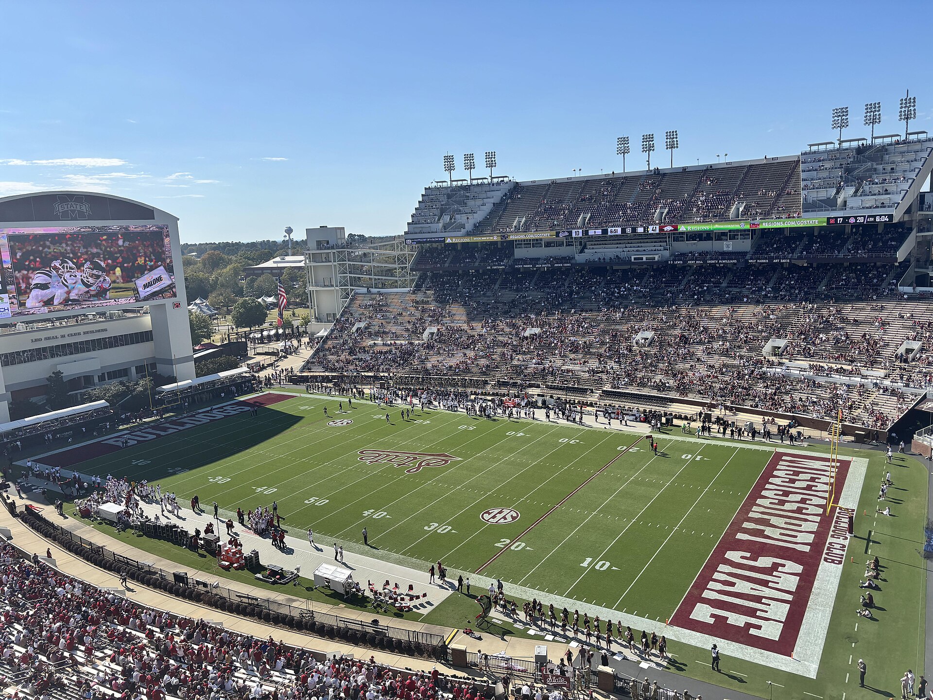 Packed Davis Wade Stadium at Mississippi State University on game day